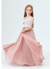 Spaghetti Straps Dusty Rose Long Junior Bridesmaid Dress